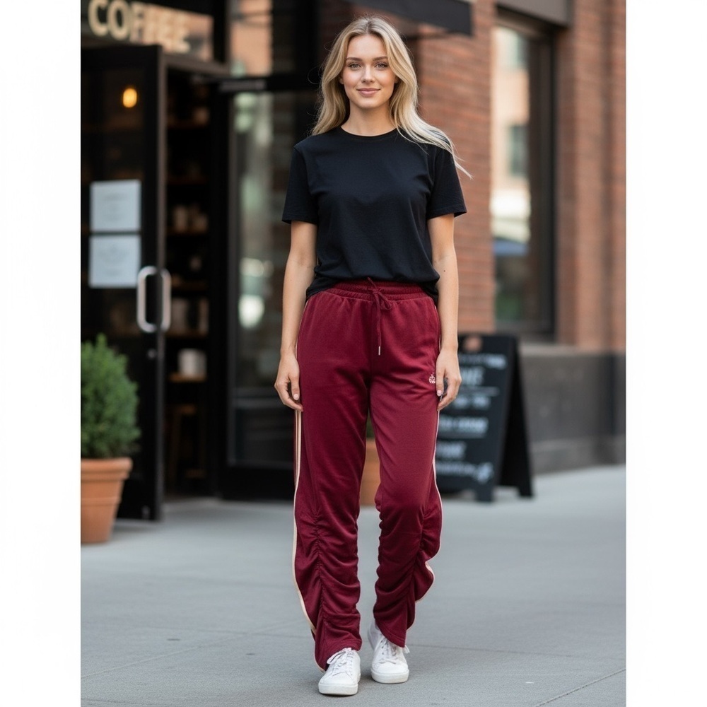 Side Slit Raffle Strip Sweatpants
New